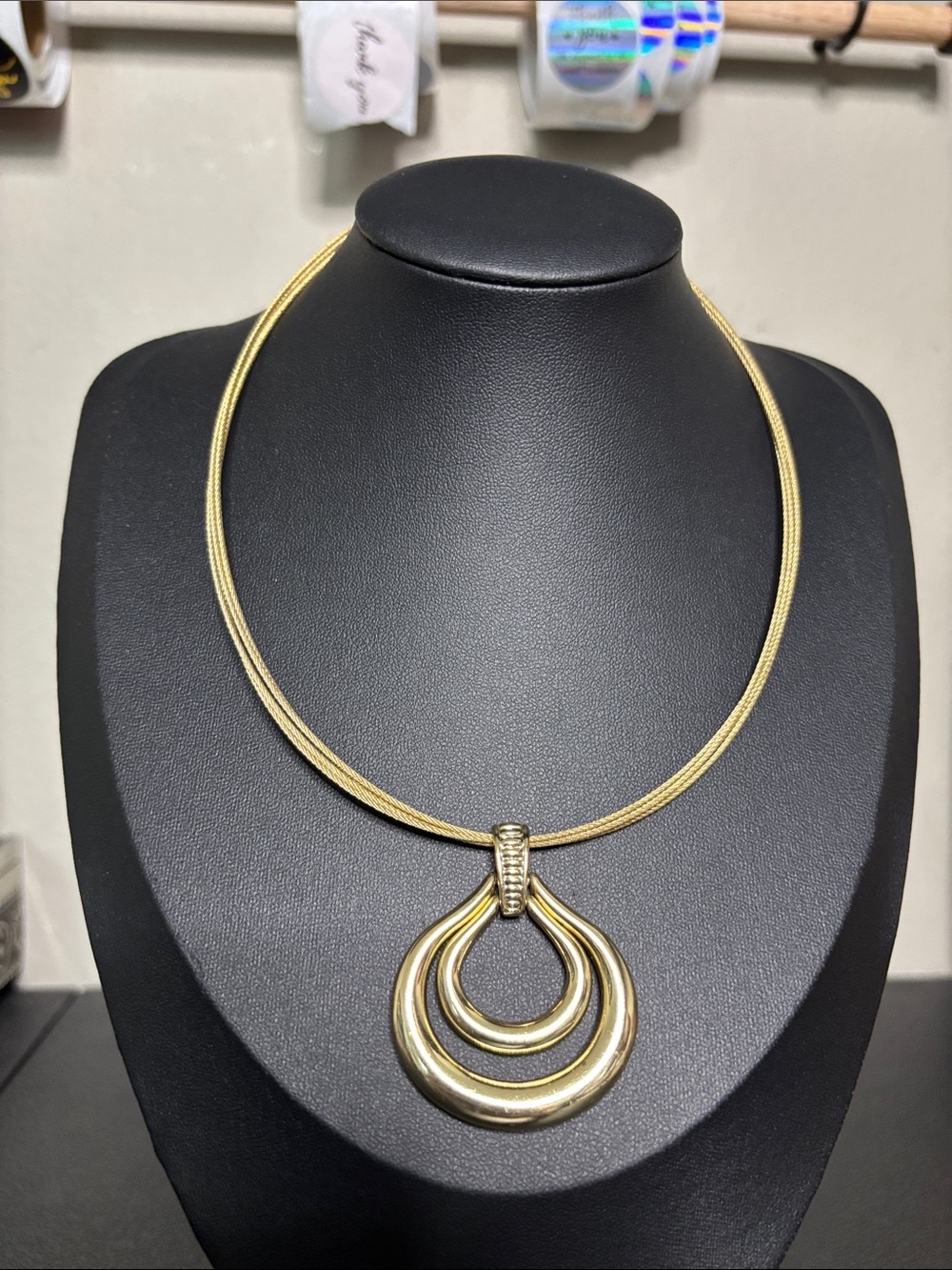 Elegant Gold-Tone Triple Drop Necklace - Women Jewelry